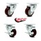 Service Caster 3.5 Inch Maroon Polyurethane Wheel Swivel Top Plate Caster Set with 2 Brakes SCC SCC-20S3514-PPUB-MRN-TP2-2-TLB-2 - alternate 4